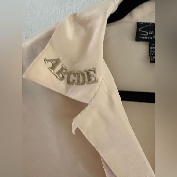 Suzelle Vintage 100% Silk Beige Embroidered button down blouse size 6 - Picture 4 of 8